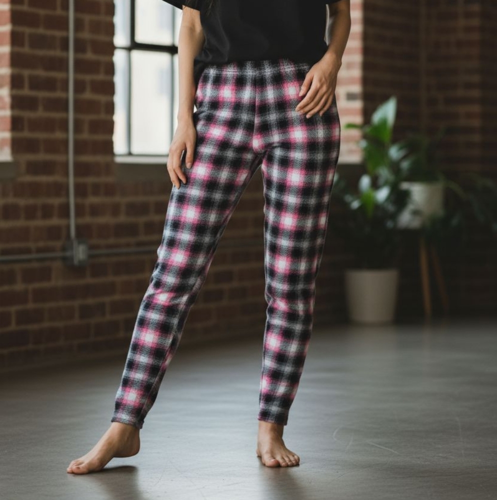 Flirtitude Plaid Pj Pants - Pink and Black